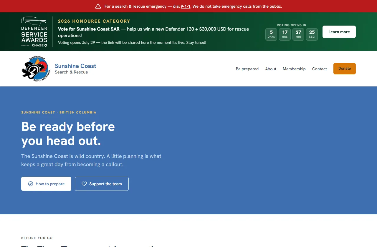 Sunshine Coast SAR homepage